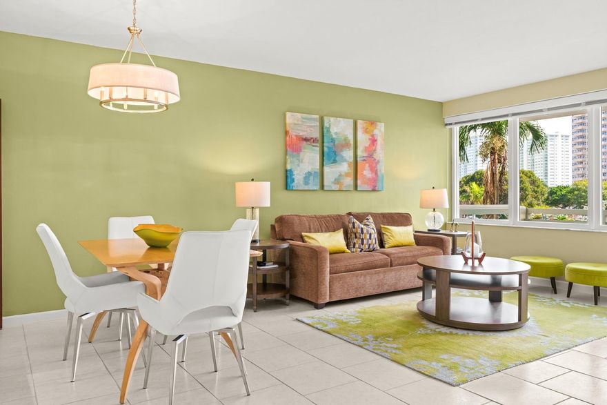This move in ready gem provides an ideal setting for a relaxed, maintenance-free lifestyle, all while being nestled in a vibrant Fort Lauderdale community. Unwind in your personal coastal retreat where style meets functionality, and every day feels like a blissful vacation. The open kitchen, is equipped with granite counters and new cabinetry, inviting culinary adventures and effortless entertaining. Natural light cascades through hurricane impact windows, ensuring peace of mind and a tranquil ambiance. Thoughtful built-ins enhance the living space, offering clever storage solutions and a touch of sophistication. Situated in the highly sought-after Coral Ridge Towers North, you'll experience beachside living with 24/7 security, onsite management, and an array of top-notch amenities.