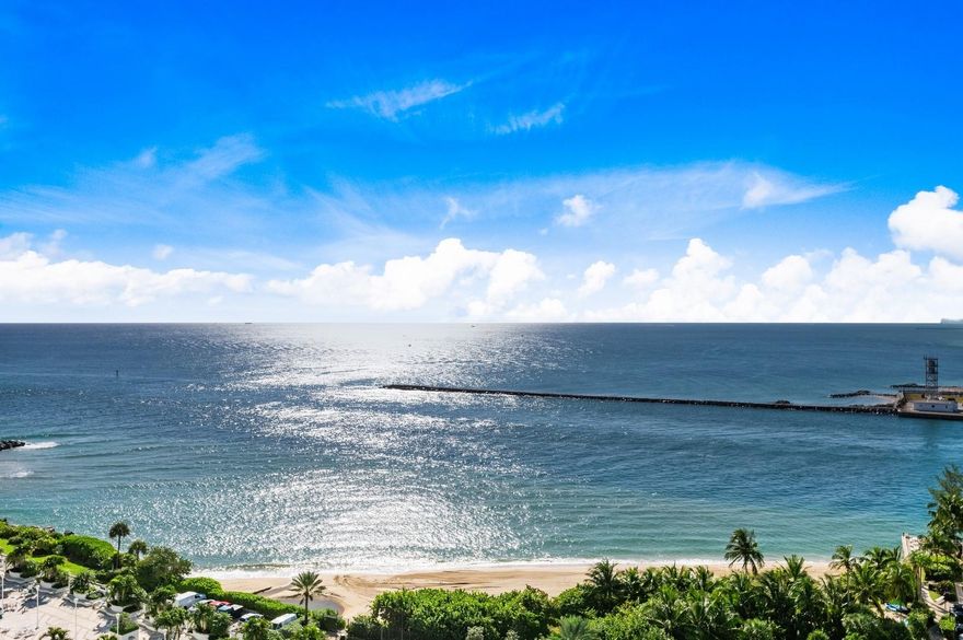 ANNUAL RENTAL Natural light fills this condo. Numerous floor-to-ceiling windows with expansive views to the east, northeast,southeast. These views are the perfect setting to enjoy a Sunny South Florida lifestyle. Two large balconies to sit and enjoy watching the cruise ships entering and leaving Port Everglades. Climate-controlled wine room. Open floor plan EXCEPTIONAL FURNISHINGS. The kitchen is a cook's dream with grill, deep fryer, Ninja toaster oven/air fryer, side by side GE Monogram frig, washer & dryer. 1 King Bed, 2 full beds in one room, 1 queen sofa pullout. Private beach access. PLEASE NOTE - balcony access is blocked until concrete restoration is complete about 3 weeks from 9/29/2025 for one of the balconies and 5 weeks for the other balcony according to the  Management office