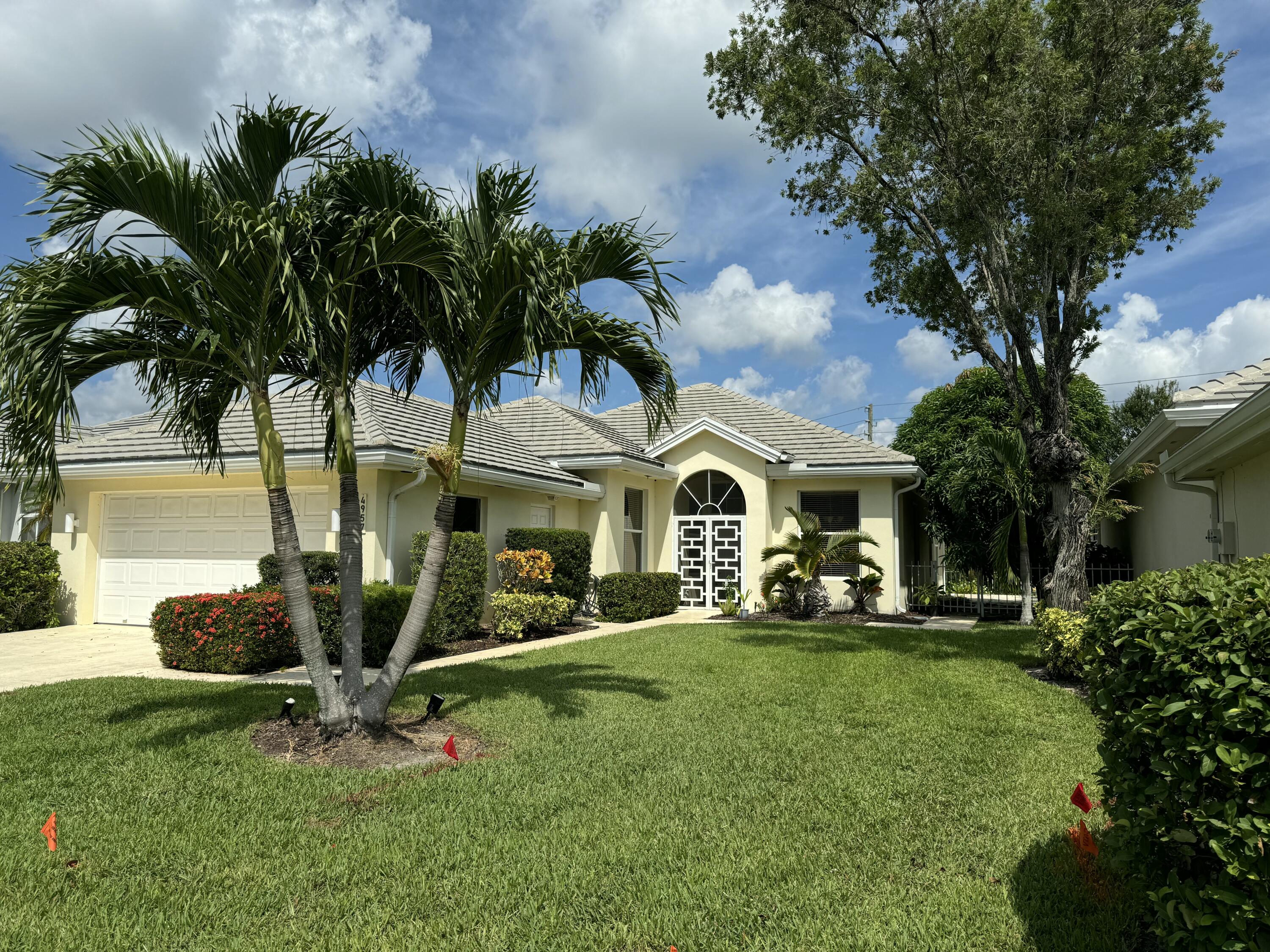 Beautifully maintained home, perfect for seasonal living. Enjoy spacious interiors, a screened-in patio for relaxing evenings, and a sunny outdoor patio ideal for soaking up Florida's warmth. Located in a welcoming community with sidewalks perfect for morning strolls or evening walks, plus a sparkling community pool where you can relax and unwind. A wonderful place to call home during your stay.'' Close to the beach and golf.