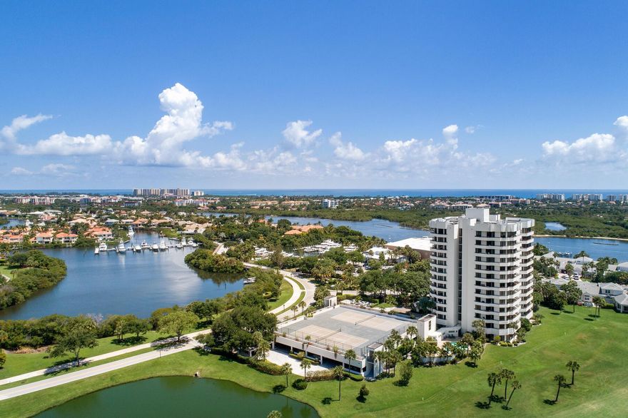 A spacious, designer-furnished condo is available for annual rental in Jonathan's Landing, in Southporte One the community's only high-rise. This stunning condo is situated along the golf course and just minutes from Jupiter's amazing restaurants, beaches, shops, and Palm Beach International Airport. Southporte One, a recently renovated building, boasts a beautiful community room and kitchen, as well as tennis courts and covered parking. Golf cart use is included with the rental. Let the photos showcase the charm and luxury of this exceptional condo!