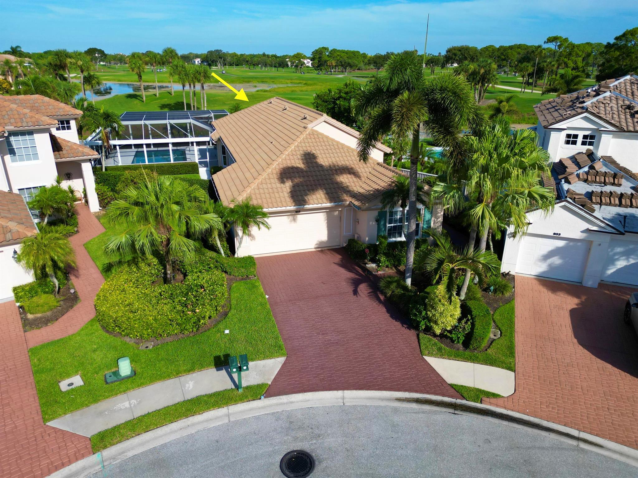 Spend the winter season in this beautifully appointed, clean, & bright home located in the desirable gated community of Augusta Pointe in PGA National. Overlooking the famed Champion Course where the Cognizant Classic is played, you can watch players walk from the 17th green to the 18th tee right from your patio. The property features a large heated pool, perfect for laps, & a spacious screened-in patio with oversized awnings for shade--ideal for entertaining or relaxing, Impact Windows & Doors, & a full house gas generator. Inside, the home is tastefully furnished, comfortable, and move-in ready, offering everything needed to enjoy Florida's warm winter weather & beautiful sunsets. Augusta Pointe combines a prime, location with the luxury lifestyle of PGA National.