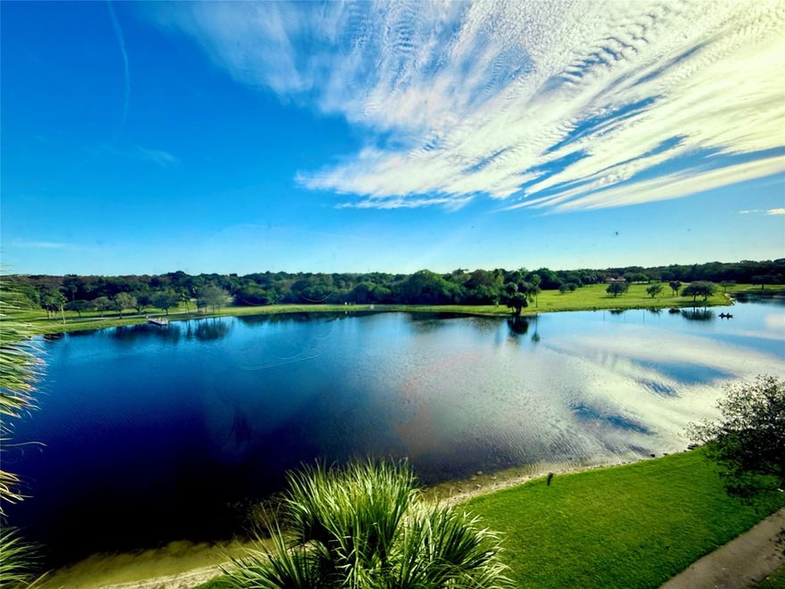 Completely refreshed *Penthouse condo w/Tile floors, in main living areas*Full size washer & dryer in large laundry room*Main living area includes a sitting room to enjoy the beautiful Lake and Preserve view and early Morning Sunrise through the wall of windows. New carpet and freshly painted Primary bedroom with Walk in Shower* Spacious walk in closet plus lots of other closets throughout this home* Good sized Guest bedroom and guest bath. Great parking Space directly in front of building* Easy walk to heated Community Pool and clubhouse* Community AMENITIES include Olympic style swimming pool, Fitness center, Tennis courts, Walking Paths, Clubhouse w/ card rooms, workshop, Dance & exercise classes* Kids games & swim classes* Play areas and so much more*15%