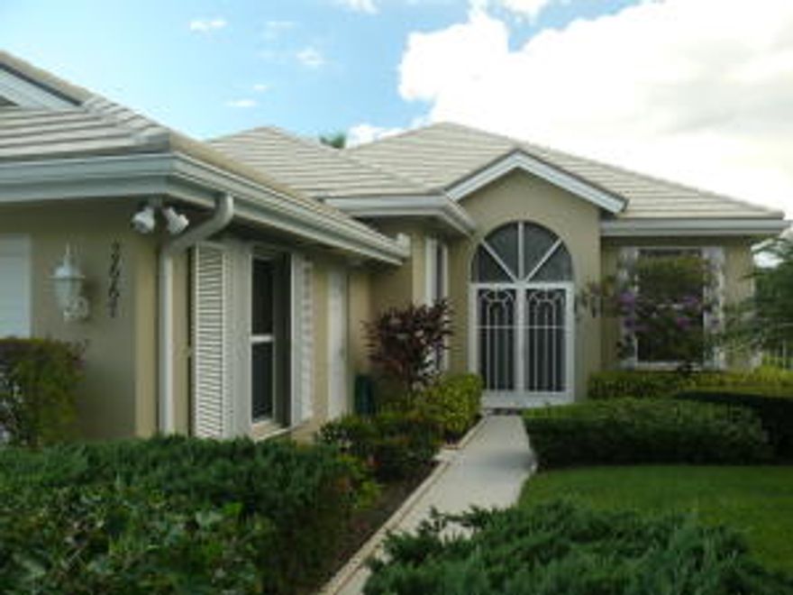 3/2/2 Hampton Model available immediately. A great location with lake and golf course view from back yard. Tile in main living area. Double front door makes move-in a breeze.  High ceilings, large master suite w/his & hers closets and large master bath.  Florida room provides bonus space. Yard maintenance included in rent.  Amenities include guarded gate, community pool, tennis, kids playground, and basketball. Close to A-Rated schools, shopping, dining, & more. Near I-95 and Turnpike. HOA application fee of $150.00 is required. Visit meadows-hoa.com for additional community informaion. No Smoking.  Pet may be considered with addtional non-refundable deposit. No cats. Credit and nationwide background reports required for all occupants 18 yrs and older. Listing Agent is related to Owner