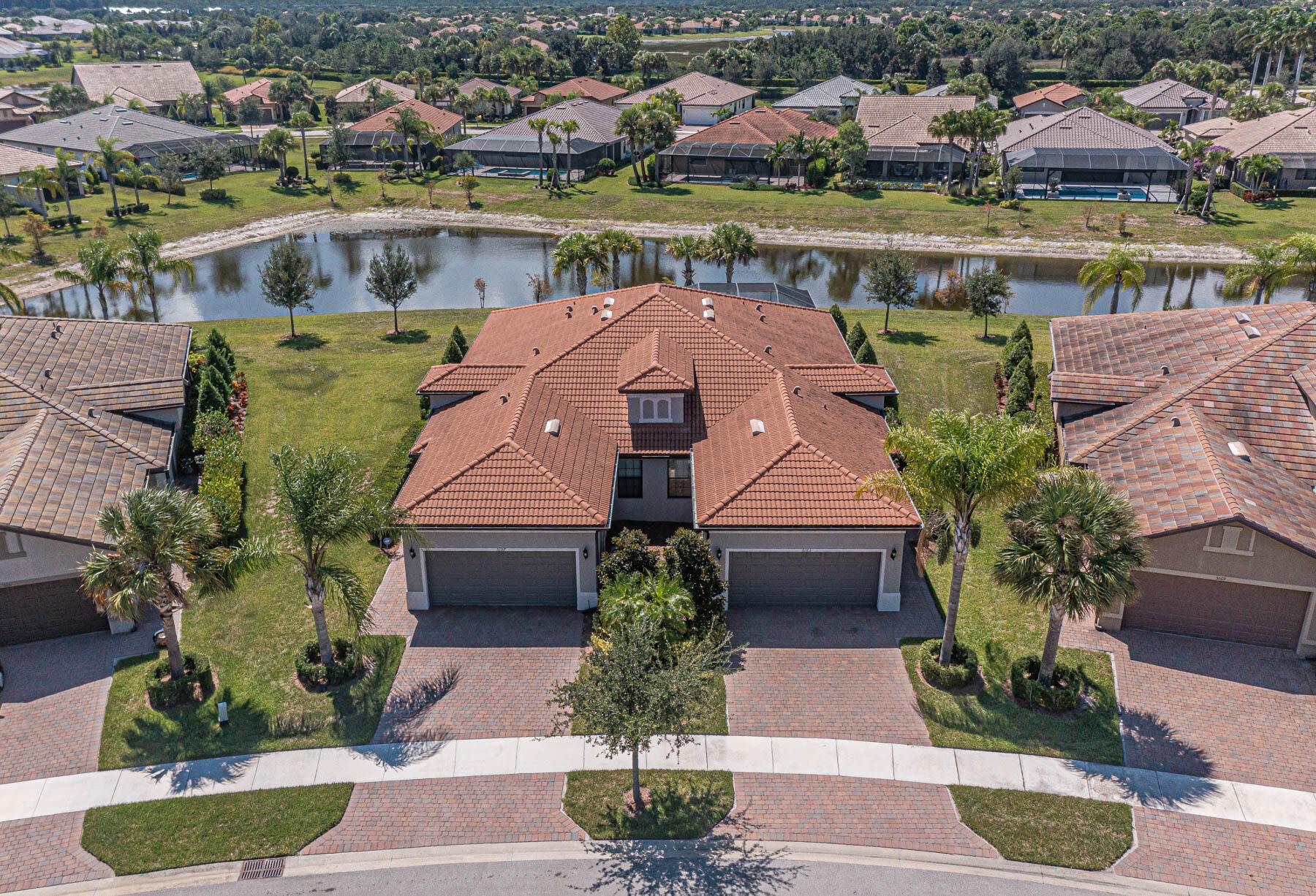Gorgeous Mediterranean lakefront 3/2 villa with private enclosed saltwater pool in The Lakes of Waterway Village. Like new 2017 built with open plan walks out to spacious screened lanai to enjoy true Florida living. Gated community is centrally located near shopping, schools, medical and the beaches, and features resort-style amenities including a clubhouse, pool, fitness center, pickleball, tennis and more. Available September 1, 2025, on an annual unfurnished basis. Basic cable/internet included; lawn care + pool services included.