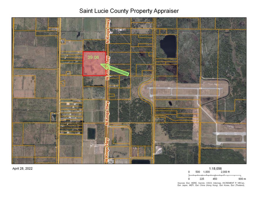 39 Acres on booming Kings Highway.  Approximately 1 mile South of Indrio Rd. on the West side.  When the final widening of Kings Hwy is complete....water/sewer will be available to this property.  Or buyer can extend water/sewer from Indrio/Kings.

Currently zoned AG-1 with Land Use of Mixed Use Airport which encourages zoning of Industrial or Commercial. (see attached zoning letter).

Only 4 miles to I-95/Indrio Rd. Interchange to North. Or 4 miles to I-95/Orange Ave Interchange to South.

Survey and Phase I environmental   report under documents tab Update on Phase I widening to 4 lanes  of Kings Highway:

Kings Highway Widening Project, from South of State Road 70 to North of the I-95 Overpass
  The improvements on this 3.417-mile project include: reconstructing the existing two-lane undivided Kings Highway with a newly constructed four-lane divided roadway, relocating Canal No. 40 and Canal No. 32E to accommodate widening to the west, realigning Kings Highway at the intersection with Okeechobee Road which will improve the existing connection with the Turnpike, replacing existing culverts/swales and installing a closed drainage system and retention ponds, installing a new highway lighting system, and upgrading signalization with vehicle detection devices and ITS cameras.

Cost/Completion: $45.2 million. Completion is expected in late summer of 2023