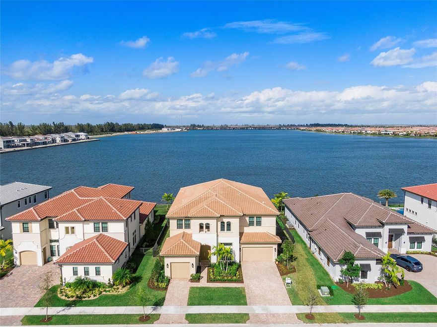 Gorgeous Luxury Waterfront Home with one of the longest lakeview in South Florida! 5 bedrooms, 6 bathrooms on Premium lot with 3 car Garage, and an oversized pool and SPA. Imported 48*48-inch large tiles throughout the downstairs, real wooden stairs and luxury laminate throughout the second floor. Stunning upgraded kitchen with gas stove, pot filler, and smart stainless-steel appliances. Big impact windows throughout the home with custom window treatments. Large living room with wainscoting and beautiful chandeliers. Large loft area perfect for the family. Second floor balcony and huge master bedroom with sitting area overlooking large lake. Smart features include outdoor recessed lights, smart thermostats, smart lighting, and smart security. A - rated Schools & Resort -Style Amenities!