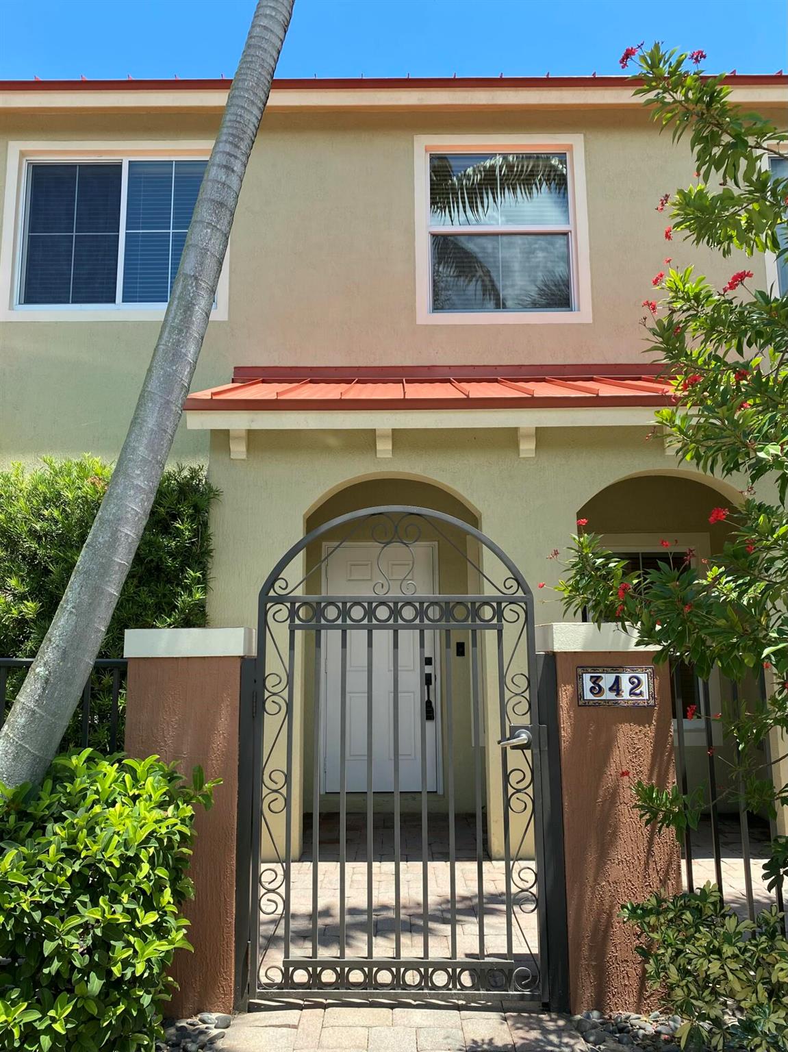 Welcome to Monterey in Boynton Beach, a gated townhome community centrally located and close to shopping, dining, parks, Tri Rail, hospital, beach, major highways and a quick ride to Downtown Delray! This impeccably maintained 2br 2.5 bath unit has luxury vinyl planking on both first and second floors. Kitchen has light wood cabinetry and granite counters. Two spacious bedrooms with ensuite baths and generous closets. New roof and impact windows! There is a private enclosed courtyard right outside your front door with an assigned parking space and guest parking conveniently located steps from the front door! Pet friendly! Local responsible landlords! Community pool and tot lot for residents enjoyment. Take a look...you will like what you see!
