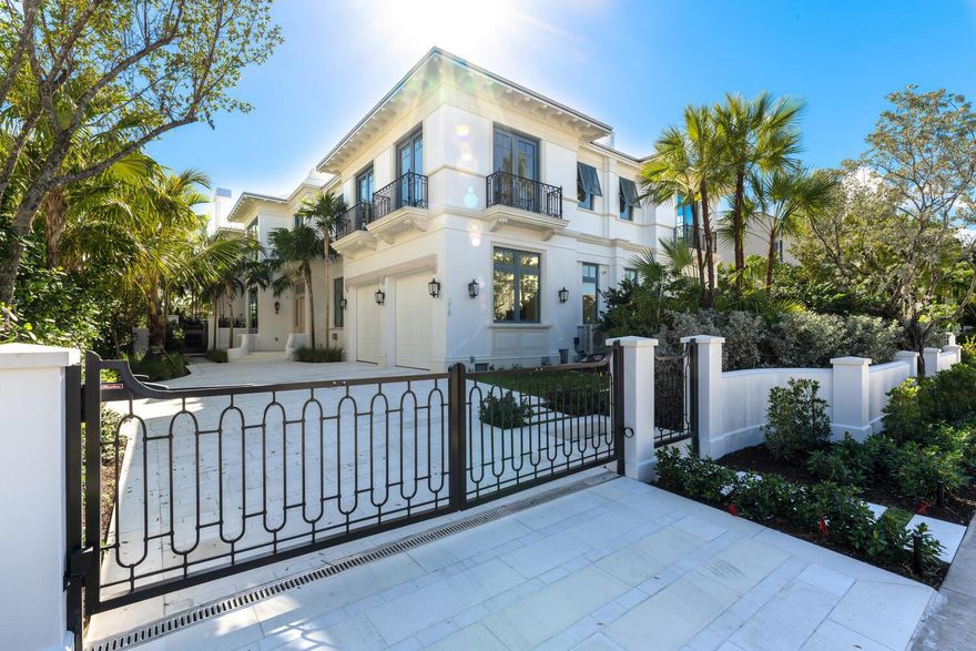 Everyone wants New, has builders warranty, never lived in, gated townhome within walking distance of Worth Avenue. The property has four bedrooms and six bathrooms spread over 5300 square feet. The kitchen combines quartz counters and Downsview cabinets. The family room is surrounded by floor to ceiling windows and opens to a covered patio with a built-in summer kitchen. The spacious backyard has a large swimming pool & jacuzzi. The floating staircase leads to four bedrooms, which include a large primary suite with dual bathrooms and a large terrace. Other features: Kohler generator, 2 car garage,  Franz Viegener fixtures ,Wolf and Sub Zero appliances, Wine cooler, elevator, hardwood and coquina stone floors, ESW Impact windows, VRF cooling system, LED lighting system, and more