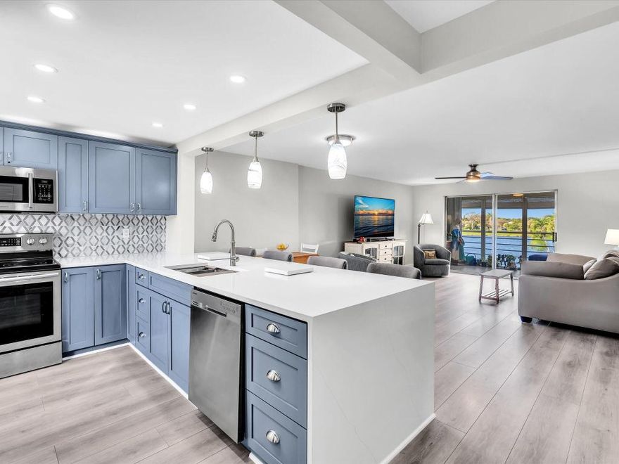 This  renovated 2/2 unit offers peaceful lake views from the large, screened balcony. Open kitchen with real wood cabinets, over-the-counter lighting, sensor faucet, workstation sink & new appliances (2024), updated bathrooms, high quality vinyl flooring, hurricane-impact windows with top down bottom up shades. Electrical panel & hot water heater (2023). Assigned parking spot right in front of unit! This inviting condo is move-in ready! Minutes from Dania Beach, the community offers a fantastic lifestyle close to everything shops, groceries, restaurants, Dania Beach Casino, Dania Pointe, Hollywood Broad walk, Gulfstream and Fort Lauderdale International Airport. Experience the best of Florida living in this cozy lakeside condo! All Assessments paid