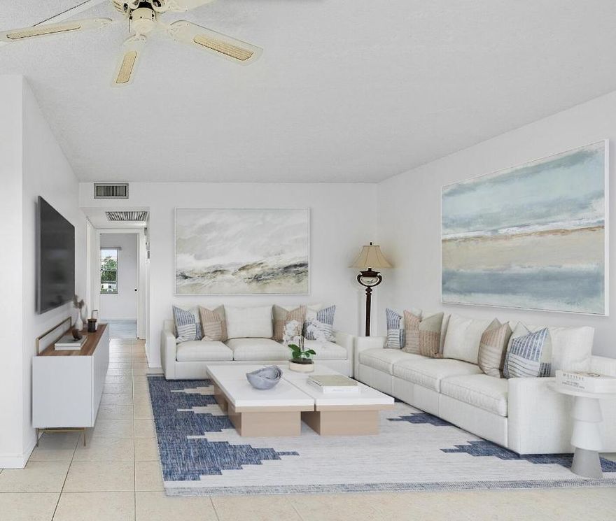 Some photos have been virtually staged to highlight the fantastic potential for this unit. 2 bedroom, 1 1/2 bathroom second floor unfurnished condo located in 55+ Century Village. This spectacular community offers a well equipped fitness center, indoor and outdoor pool and tennis facilities. Century Village is a guard gated community that provides courtesy buses with pick-up stops all around the community to the main clubhouse. From there, daily trips to various shopping areas, malls and restaurants.