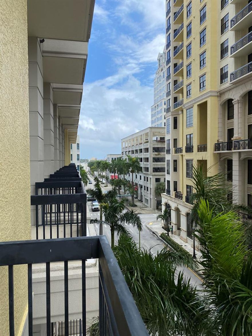 BIG Floor to Ceiling windows on this South facing 1/1.5  High ceilings, fresh paint, plus new carpet coming too!  Big walk in master closet, tiled main floors. Sliders on these Double balconies: One from master and another to the Living Room!  Wonderful kitchen with plenty of storage. Full amenity building with pool, gym, sauna, hot tub, spa.  Downtown Premier Building. Pet friendly, premier location downtown in West Palm Beach!  Parking on same floor as unit! P6- 373 and Storage G1!  Ready to GO NOW!