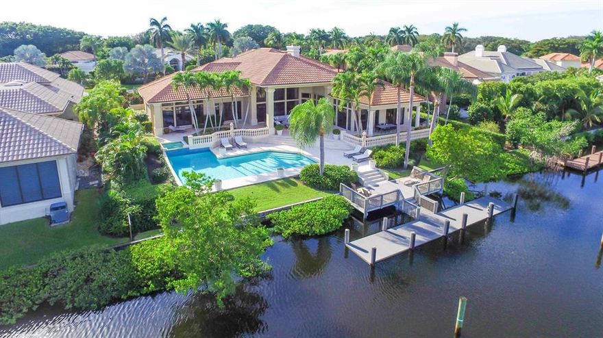 Custom estate on deep water w/ocean access in prestigious Frenchman's Creek, w/its one & only Beach Club & unsurpassed golf & amenities. Impeccable design & high quality finishes offering loads of natural light & views from every room.Classically remodeled kitchen w/top of the line appliances, fixtures & finishes. Spacious 1st floor Master Suite w/huge custom outfitted closets, spa-like master bath w/custom marble flooring, gorgeous fixtures & venetian plaster walls.Six generous guest suites including one as large as a master, all w/ensuite bathrooms that have been beautifully updated.Resort style outdoor living area w/stunning views, spectacular pool, lush landscaping & two separate covered areas w/Pecky Cypress ceilings. Dock re-built in 2010.Impact Glass on 2nd Floor. Electric Shutters.