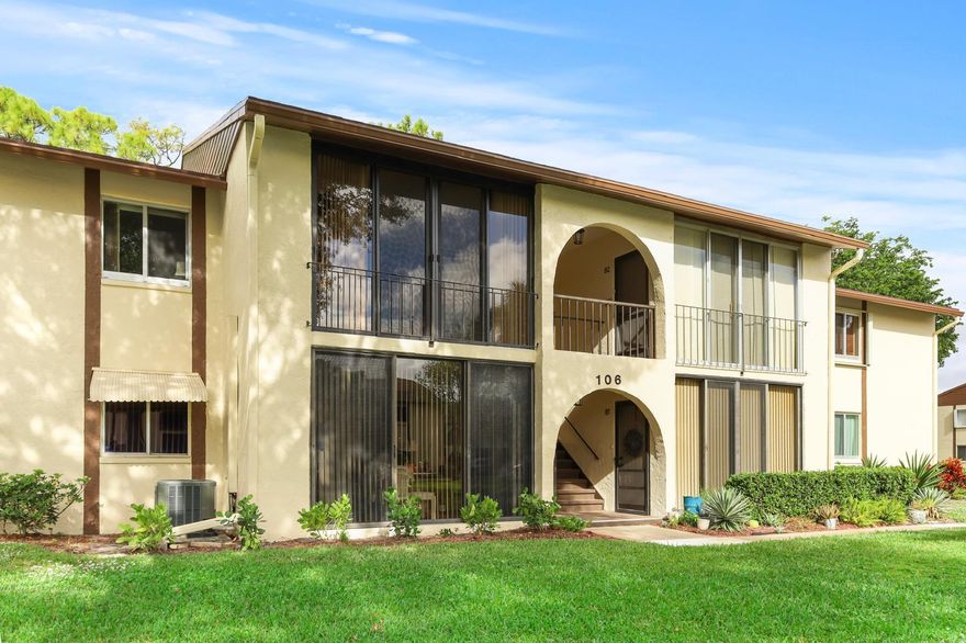 This charming 2-bedroom, 2-bath condo offers comfort, style, and the peaceful lifestyle you're looking for. Located on the first floor, it features a cozy front porch enclosed with both screen and glass, perfect for enjoying the outdoors year-round.The entire home has ceramic tile flooring throughout, including both bedrooms--no carpet anywhere--providing a clean, modern look and easy maintenance. Inside the unit, you'll also find a full-size W&D for everyday convenience. Both bathrooms have been upgraded, adding a fresh and contemporary feel to the home. Additional recent improvements include a new water heater and a new roof, offering peace of mind for years to come. The unit also features hurricane shutters for extra protection during storm season. Well-maintained 55+ community.