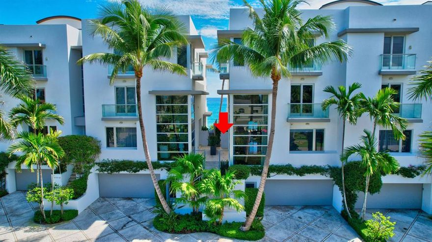 Rarely available, ultra-luxurious Oceanfront Villa directly on the sand in Highland Beach. Securely located within the gated community of Ocean Place Villas, a private compound of only 6 homes for a fortunate few. This extraordinary, Corner four story townhome features a rooftop sundeck and putting green with Amazing 360-degree views in all directions. You will be taken back with the spectacular direct Ocean views from all levels of the home and floor to ceiling windows in the two-story living room, Natural light fills every space of the home. No expense has been spared here. This contemporary residence spans over 7,00 total sf, 5,637 living sf and offers 6 bedrooms / 7.5 baths and a 3-car garage. Plenty of space for your entire family. Step right out to your private patio with your own infinity edge splash pool and then step right on to the with sand with over 200 feet of beach and ocean right down your private stairs. On the first level is your 3-car garage with plenty of storage, and a bonus room of over 500 sf which includes your laundry facilities, full bathroom and a state-of-the-art media theater room with surround sound and luxurious seating for 8. Located on the main level is you state of the art kitchen featuring Viking refrigerator/freezer gas cooktop with hood, chefs island, and granite countertops and backsplash, dining area overlooking the ocean, sitting area, family and living room. On the third level you will enjoy you master bedroom retreat with direct ocean views, a stunning bathroom, sitting area, fireplace, and large walk-in closets. Also on this level is an additional bedroom, office workout/yoga room. Take the stairs or elevator up to the next level where there are four spacious en suite bedroom (2 with direct ocean views) and a large lounging area and wet bar. Entertain with you family and friends on oceanfront rooftop deck with fireplace and putting green. Full impact glass, natural gas, Sonos and Crestron system for the entire home. Located directly on the sand and close to all major airports, highways, world class shopping, entertainment, dining, and A rated public and private schools. Furnishing available, call today for your private tour