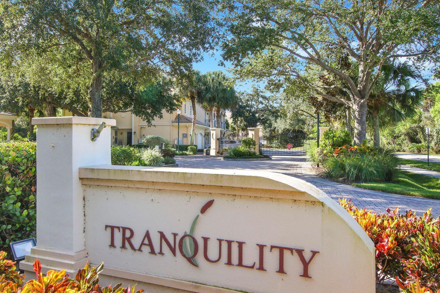 Welcome home to Tranquilty. A small gated enclave situated in Hobe Sound close to everything the area has to offer. Take the scenic ride down Bridge road to Hobe Sound Public Beach, enjoy wonderful area restuarants, shopping, recreation, golf, and entertainment. This is a well maintained three bedroom, three bath, den, full laundry room and garage. All living areas are on one floor, Landlord will accept a pet as an added bonus!