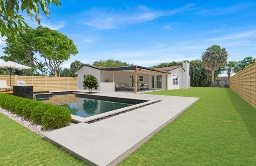 A great price for this outstanding location and a totally remodeled home featuring a NEW POOL, gourmet smart kitchen, bathrooms, floors, impact windows. fence. Spacious, open bright, boasting open floor plan perfect for entertaining and relaxing. One-third acre corner lot. Beautifully designed, ensuring every room imbues with character, warmth, elegance. Incredible finishes throughout, gorgeous wood flooring, spacious master suite's a true gem, new luxury bathroom. Relax and play in the brand-new pool, new privacy fenced spacious yard. Home is minutes to the beach, I-95, Federal Highway and great shops, restaurants. Motivated, submit all offers.