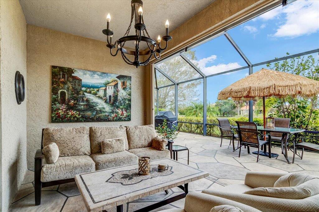 Enjoy the beautiful golf and water views from your screened lanai in St. James Golf Club community! This 1643 sq ft house feature an open floor plan with 2 spacious bedrooms and 2 bathrooms. Amenities include clubhouse with pool, fitness center, playground, tennis, basketball and golf!