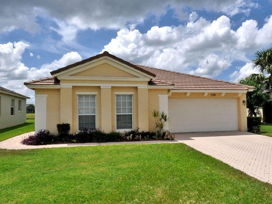 3BR 2 BA 2 CG CBS home in the Lake Forest gated community of St Lucie West, offers easy access to shopping and schools. Community offers a small clubhouse and a community pool. This is a GREAT location. NEW Roof in 2025, new exterior paint in 2026. Covered porch with lake view.