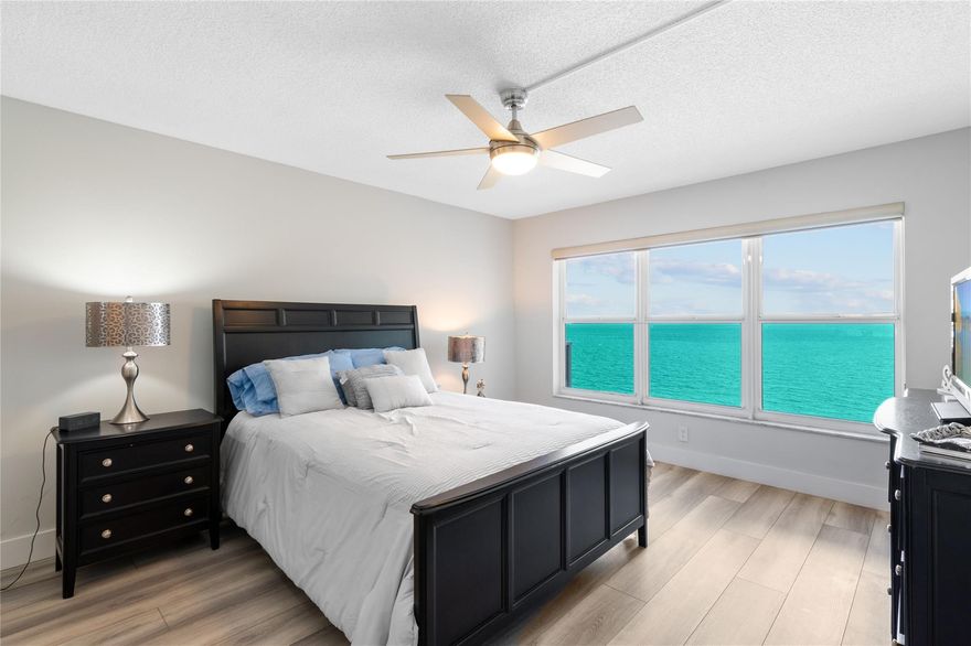 Highly sought after spacious condo located directly on the sand of the prestigious Galt Ocean Mile. This unit boast two master suites w/ on suite updated bathrooms.  Luxury vinyl flooring and walk in closets.  The rest of the unit has a large beige tile throughout giving it a nice calming flow. Dining area is massive giving you many options for tables and settings. Large kitchen with matching cabinets and white appliances. Large wraparound "L" shaped balcony facing the ocean. Laundry area off kitchen with full pantry. Full impact windows and doors throughout. Walking distance to grocery, restaurants, places of worship and more. Building has large heated swimming pool, grill area, game rooms, 2 gyms, community room w/ 2 bars and kitchen area, bike storage, car wash area and plenty more.