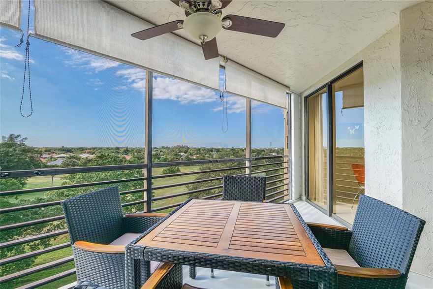 IMPECCABLE! FULLY FURNISHED WITH TASTE!  ENJOY THE SUNSET ON THE LARGE TERRACE!  7th HEAVEN!!  ACCORDION HURRICANE SHUTTERS.  1281 TTL SF! THIS UNIT IS 1 BEDROOM AND 2 BATHROOMS! NEUTRAL TILED THRUOUT! KITCHEN NICELY REMODELED! AC 2022, WH 2025, NEW ELECTRICAL PANEL,  NEW APPLIANCES!  WASHER/DRYER IN UNIT! GATED COMMUNITY! ASSOC SAYS +55, 60K NET INCOME LAST 2 YEARS, 700 CREDIT SCORE, 6 MOS MAINT IN ESCROW. INCLUDED IN MAINT: WATER, INSURANCE, CABLE TV, INTERNET, PEST CONTROL, HEATED POOLS & JACUZZI, BOWLING, BBQ AREA, TENNIS, BILLIARDS, GYM, SHUFFLEBOARD, ACTIVITIES & MORE!!