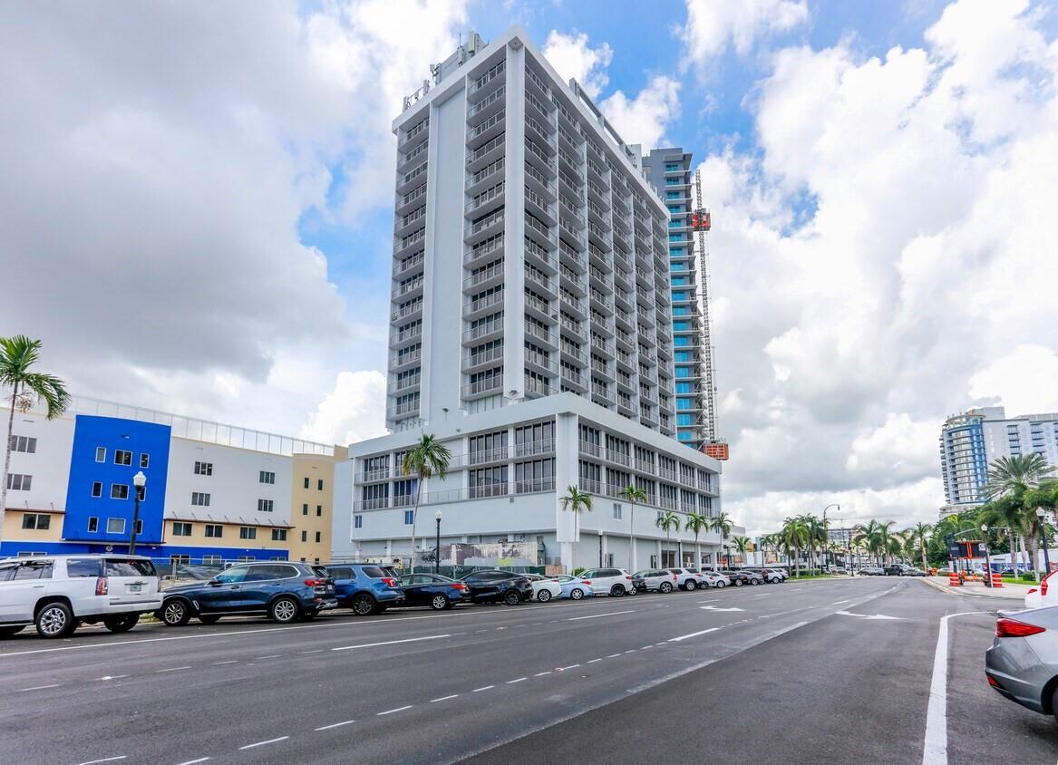 Impress your clients with this Oceanview corner executive office suite located on the 18th floor in downtown Hollywood directly on Young Circle, featuring 1070 square feet including two private offices, a conference room, staff kitchen, reception area, and bullpen area. All new flooring installed in 2023. 1720 Harrison Street Hollywood Florida is a 19-Story 147,877 square foot condominium tower. The property falls within the entertainment and shopping district of the City of Hollywood. Enjoy the seamless views of the ocean down to Miami. There are approximately a dozen public parking garages within walking distance to the building as well as plenty of available parking directly outside the building. The current zoning; PD-Planned Development zoning, allows for office and retail.