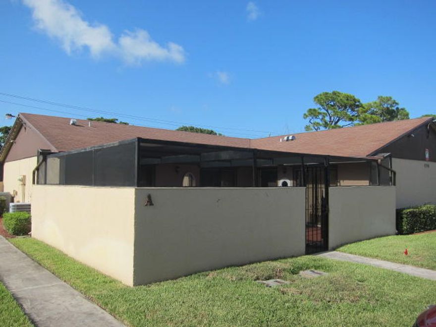 This is an amazing 2 bedroom 2 bath both rooms are considered master bedrooms with their own bathroom. Extra large screened in court yard to enjoy the sunny Florida Newer Air conditioner, new flooring thru out. weather. Kitchen has been updated with new cabinets. Tile thru out. Freshly painted. This is a very nice villa. Low monthly maintenance. Two parking spots right in front of villa. plenty of guest parking.  This well maintained community has low monthly fees and is conveniently located near shopping, restaurants, schools and beaches. .