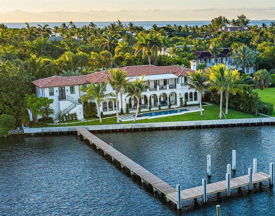 Brand new, fully furnished Estate Section Lakefront on the direct Intracoastal.  Designer furnished with unprecedented attention to detail that highlights this spectacular waterfront location.  Designed for quiet & private enjoyment, the home boasts interiors  by noted decorator Marc-Michaels, constructed by Alonso & Assoc.  Magnificent sunsets and water views are enjoyed from virtually every room  & from every vantage point.   Over 155 ft. of water frontage with  a new dock.   Amenities include: glass wine cellar, fireplace, elevator, 2nd level covered balcony, outdoor shower, 2 laundry centers, 5 AC zones, security system, full house generator, hurricane impact throughout, 2-car AC garage w/guest suite above with separate entrance, 40 ft.  pool with sun-shelf and spa. DISCLAIMER: The written and verbal information provided including but not limited to prices, measurements, square footages, lot sizes, calculations and statistics have been obtained and conveyed from third parties such as the applicable Multiple Listing Service, public records as well as other sources. All information including that produced by the Sellers or Listing Company are subject to errors, omissions or changes without notice and should be independently verified by any prospect for the purchase of a Property.  The Sellers and Listing Company expressly disclaim any warranty or representation regarding all information.  Prospective purchasers' use of this or any written and verbal information is acknowledgement of this disclaimer and that Prospects shall perform their own due diligence.  Prospective purchasers shall not rely on any written or verbal information provided when entering a contract for sale and purchase.  Some affiliations may not be applicable to certain geographic areas. If your property is currently listed with another agent, please do not consider this a solicitation for the listing. In the event a Buyer defaults, no commission will be paid to either Broker on the Deposits retained by the Seller.  "No Commissions Paid until Title Passes."  Copyright 2020 Listing Company. All Rights Reserved.