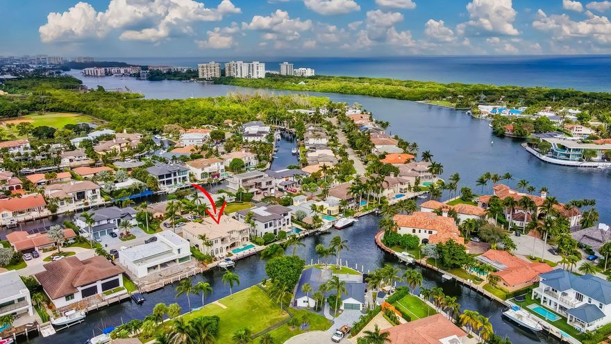 Exquisite Deepwater Home with prime Ocean Access in Golden Harbour! Welcome to your dream waterfront lifestyle in the prestigious Golden Triangle of Boca Raton! This luxurious residence, built in 2007, offers everything you desire in a South Florida home. Popular split bedroom floor plan, all 5 bedrooms are generous and are en-suite, the primary suite is massive with an additional sitting room, large 5th bedroom/study/clubroom downstairs, multiple living and entertaining areas, media room with additional storage, large south facing balcony upstairs to enjoy the views and sun, elevator, 3 car garage, approx. 6,000 square feet under air and a grand total of 7,217 square feet, and so much more! This waterfront gem is your gateway to serene living. Your private paradise comes complete with 85' of deepwater access to the sparkling Atlantic Ocean. Imagine the freedom explore nearby islands, or simply enjoy an afternoon of leisurely fishing in the open sea. Bask in the Florida sun all day long with an ideal south exposure that fills your home with natural light. Golden Harbour is known for its prime location, just moments away from Boca Raton's renowned Mizner Park, upscale shopping, fine dining, and cultural attractions. It's the epitome of South Florida's luxury living. Lot size 85 x 105