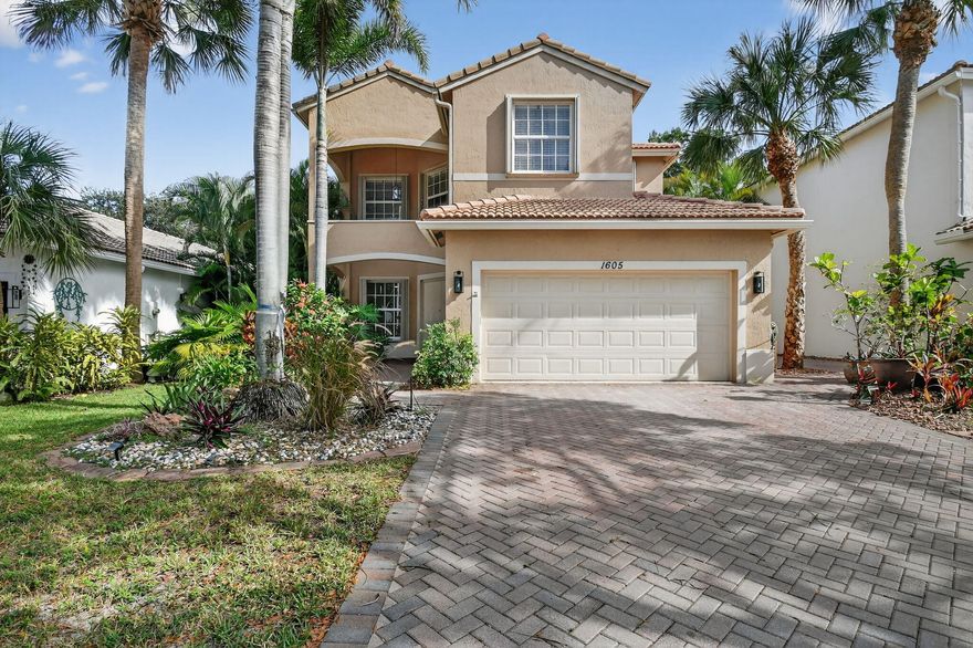 Beautiful 4-Bedroom home in desirable Delray Beach.  Gated community just 6 miles from downtown Atlantic Ave and the beach. This very special house in the Colony is warm, welcoming and waiting for you to call it home!  As you enter the main living area, you are surrounded with views of palm trees in the yard.  This home has new floors, new LG refrigerator and Bosch dishwasher.  The white kitchen cabinets with granite countertops give this home an updated look.  A beautiful screened patio off the kitchen and family room/den and an air-conditioned garage.  All bedrooms are upstairs - one is currently being used as an office.  House is unfurnished.  Primary bath has a large soaking tub and separate shower. The Colony is a gated community with a Clubhouse, playground, adult pool, kiddie pool jacuzzi, fitness center, basketball, card room (that can be rented for private parties.)
