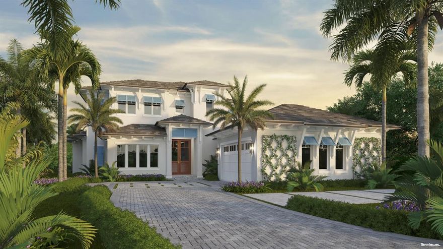 Nestled along the oak canopied streets of Water's Edge lies this new construction masterpiece brought to you by Maxwell Building.   A purveyor of custom luxury construction for 30 years, Maxwell Building has won awards for quality and design in top club communities like Old Marsh, Admirals Cove, The Loxahatchee Club and Jonathan's Landing.  The wide water easterly views afforded those lucky enough to call this their new residence are electric with wildlife, mangrove islands and gorgeous sunrises.  In Admirals Cove live the lifestyle you have always dreamed with your golf cart in the garage and up to a 50ft boat yacht behind your home. Other amenities include 45-holes of golf, tennis, 7-restaurants, fitness, salon, spa and so much more. Click the more tab to see the included features: Interior Features

- Paneled side-by-side Thermador refrigerator and freezer
- 6-Burner Thermador gas range
- Quartz countertops with 3" miter on center island
- Wine cooler and beverage center in wet bar 
- Custom wood shaker cabinets with ample storage for platters and large countertop appliances
- Wide plank porcelain wood flooring in main living areas with rectified edge
- Master suite bath features marble flooring, solid wood vanities and marble vanity tops
- Secondary baths feature luxury plumbing fixtures, solid wood vanities and quartz vanity tops

Exterior Features
- Concrete block construction
-Icynene Insulation
- Impact windows and doors
- Flat cement tile roof
- Summer kitchen with gas grille and stubbed for refrigeration and sink
- Generous allowance for closet systems
- Epoxy garage floors
- Tankless water heater with recirculation pump
- Saline pool system with Jandy controls
- Gas pool heater
- Generator ready
- Backyard stubbed for gas fire pit