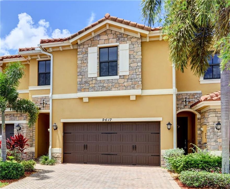 Highly Desirable 4 Bedroom 3.5 bathroom townhome located in TownParc at Mira Lago - Parkland!! Beautiful kitchen with Granite Countertops, Stainless Steel Appliances, spacious living room, and dining room. Hurricane Impact Glass throughout the home, private fenced backyard with a patio. Enjoy Luxury resort-style amenities, 3 Community Pools,  use of Cascata & Mira Lago Clubhouse featuring a state-of-the-art Fitness Center, two splash parks, a Ballroom, tennis courts, basketball courts, and  Cascata Fitness Center with indoor Basketball Courts, and much more!! 24-hour guard-gated community. A+ schools.   A MUST-SEE!