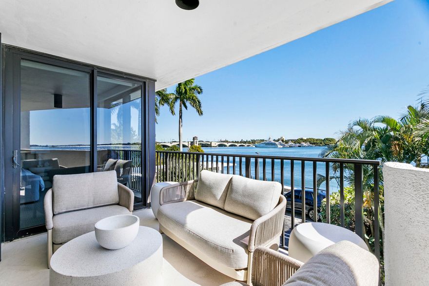 Stunning unit, renovated and directly located on the Intracoastal Waterway. This contemporary two bedroom, two bathroom condo opens up to amazing views of Palm Beach island and the Intracoastal. Its 1,587+\- total sq offers ultimate elegance and sophisticated comfort. Every room opens to the private balcony through floor to ceiling glass doors. Delight in its stunning modern kitchen adorned with a rare window. Relax in the primary suite or the guest room and their beautifully updated en-suite baths. Enjoy the convenience of an in-unit washer-dryer and the designated parking space just steps from the lobby entrance. Stunning unit, renovated and directly located on the Intracoastal Waterway. This contemporary two bedroom, two bathroom condo opens up to amazing views of Palm Beach island and the Intracoastal. Its 1,587+\- total sq offers ultimate elegance and sophisticated comfort. Every room opens to the private balcony through floor to ceiling glass doors. Delight in its stunning modern kitchen adorned with a rare window. Relax in the primary suite or the guest room and their beautifully updated en-suite baths. Enjoy the convenience of an in-unit washer-dryer and the designated parking space just steps from the lobby entrance. The Trianon C

The Trianon is a full-service building, ideally located walking distance from Palm Beach, Worth avenue, world class shopping and restaurants. The building recently went through extensive renovations and now offers a beautiful contemporary new lobby. Residents enjoy various amenities including a heated pool directly on the Intracoastal, a state-of-the-art fitness center, club room, 24-hour door person, on-site management, and lots of guest parking spaces.