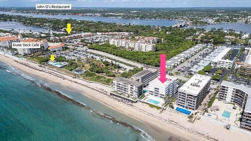 Fantastic direct ocean view, up dated apartment with deluxe furnishings and balconies with view of ocean.  The unit faces ocean and west view of sun sets.  Two and one half baths, dry bar and impact windows.  First floor leads to balcony with barbecue grill for all to enjoy.  The condo has sauna and pool.   Walking distance to Publix and shopping center and famous restaurants John G Restaurant and Dune Deck.  Few minutes to I95, West Palm Beach and PBI.