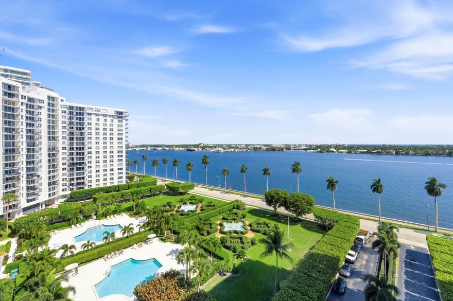 This one won't last... Stunning, custom renovated 2 BD/2 BA featuring outstanding views of the Town Docks with it's magnificent yachts it feels like Monaco along the  Intracoastal waterway, and the ocean beyond from every room! Situated on the 11th floor in the well-regarded Rapallo South Building.  Fabulous open kitchen, great baths and built-out closets.   Full service building, doorman, pool, gym, and your pets are welcome!  The balcony work is almost complete too!