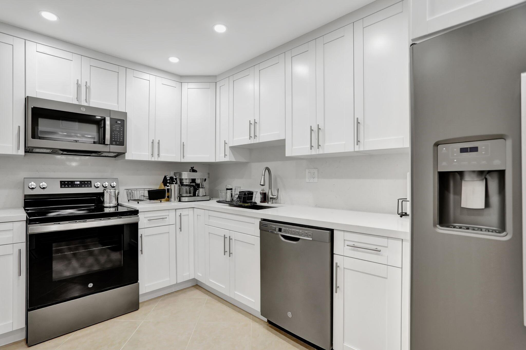 Owner just updated the master bath, changed out all the closet doors and painted the unit this week June 16 2025 completed. 2 Bedroom 2 Bath condo tiled floors through out. The kitchen stainless steal finger printless GE appliances and quartz countertops. This building offers 3 elevators, a fitness center, billiards, a meeting room, a pool, and tennis courts. Each unit comes with a storage locker, and there is a community laundry facility on every floor. Conveniently located near public transportation, restaurants, Coral Springs Mall, shopping, and hospitals. Water, cable, and internet are included in the HOA. This is a 55 and older community.