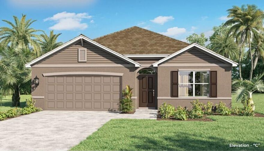 Brand New Cali Home in Okeechobee, Florida, offering style and comfort in a boat and RV-friendly area with no HOA restrictions. This 4-bedroom, 2-bathroom home spans 1,828 square feet, featuring quartz countertops and wood inspired floors throughout main living and wet areas. The open-concept layout connects the living room, dining area, and kitchen, ideal for entertaining. The kitchen boasts an oversized undermount sink, stainless-steel appliances, and a large island. The primary suite includes an ensuite bathroom with dual sinks, a shower, and a walk-in closet. Smart home technology is included.