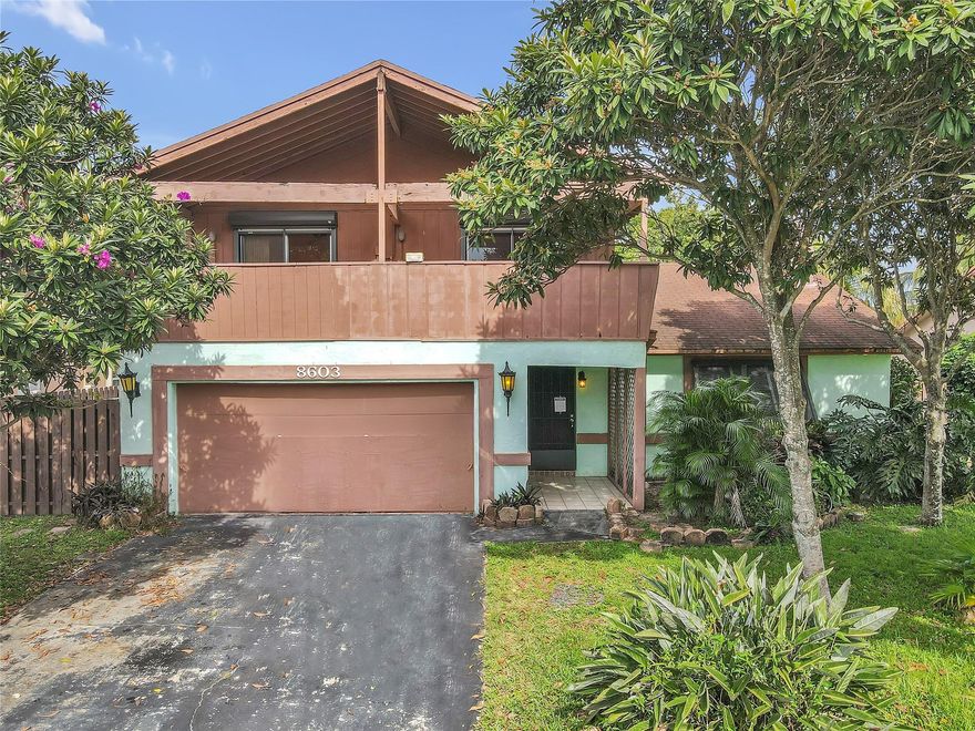 Welcome to 8603 SW 19th St, North Lauderdale, FL! This 3-bed, 2.5-bath single-family home is a blank canvasawaiting your personal touch. With two balconies on either side, a backyard, and a screened sunroom, there's ampleoutdoor space for your vision. The interior, spanning two levels, requires your creative flair for a makeover. Thekitchen is partially remodeled, and the bedrooms offer potential. The property includes a garage for yourconvenience. Situated near schools and parks, this home is an exciting project in a promising location. Seize theopportunity to transform this space into your dream haven. Schedule a viewing today!