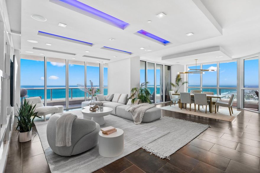 From the moment you step into your private elevator foyer, prepare to be captivated by the Breathtaking Panoramic Ocean, City, and Intracoastal Views of this redesigned SE corner Residence. Unit 1501 offers Floor-to-ceiling glass in every room creating a Dramatic WOW factor, filling the home with natural light from Sunrise to Sunset. This 3-bed/3-bath + Den Residence has been fully updated, blending modern finishes with a warm, welcoming design. The open layout is perfect for both entertaining and relaxing while soaking in the endless views that surround you. Enjoy the resort-style amenities of Las Olas Beach Club, including an oceanfront infinity pool, state-of-the-art fitness center, and dedicated concierge service. Schedule your private tour today and experience this exceptional home.