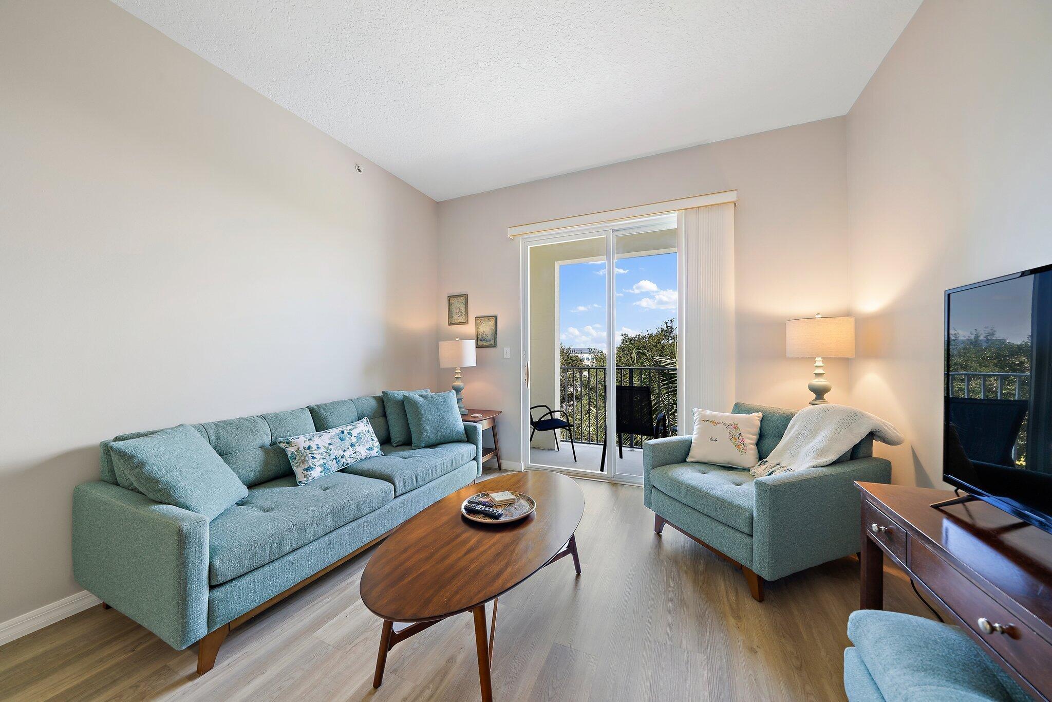 Welcome to Downtown Abacoa - This beautifully updated 2 bedroom, 2 bath top floor condo comes fully furnished and equipped. Enjoy the pleasant views from the balcony overlooking tree lined streets, Scripps and FAU campus. Very central location with plenty of restaurants, bars, shopping and Rodger Dean Stadium within steps, and I95 and the beaches just minutes away. The community offers a gym, pool and club room. Available annual or seasonal. Unfurnished is an option for log term tenants.
