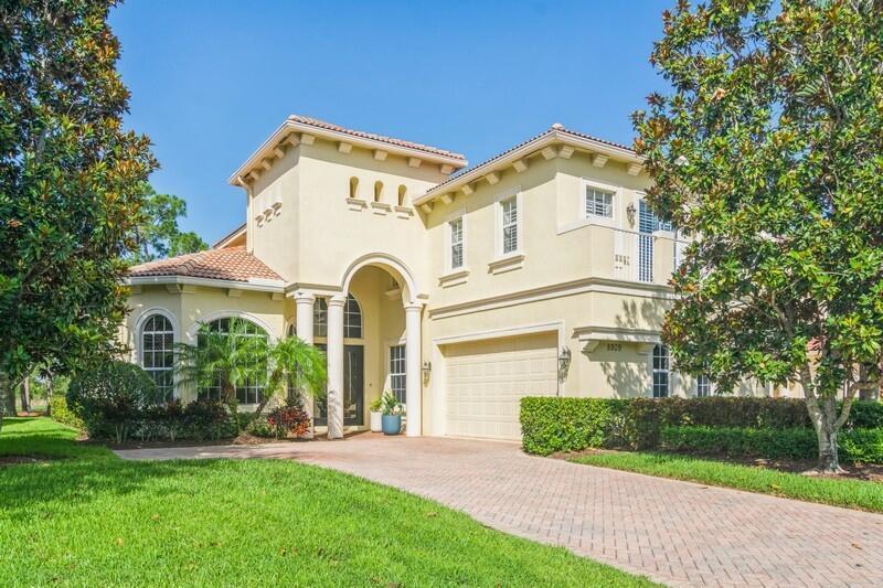 Stunning estate home nestled on the14th fairway of the Wannamaker course at PGA Village. Whether you are entertaining friends around the pool with a golf course view or family gatherings in this magnificent home, the well thought out floor plan will suit the occasion. From the soaring ceiling and staircase upon entering, to the eat in kitchen and family room, the crown moulding accentuates the elegance. While the breakfast area overlooks the pool, the Owners Suite, office, powder room and laundry are also on the 1st floor. Another unique feature on the 2nd floor, is the 2nd Master Suite with balcony for added flexability and privacy. 2 additional bedrooms, as well as a full bath complete the 2nd floor. This home awaits your arrival for the new lifestyle you have been searching for.