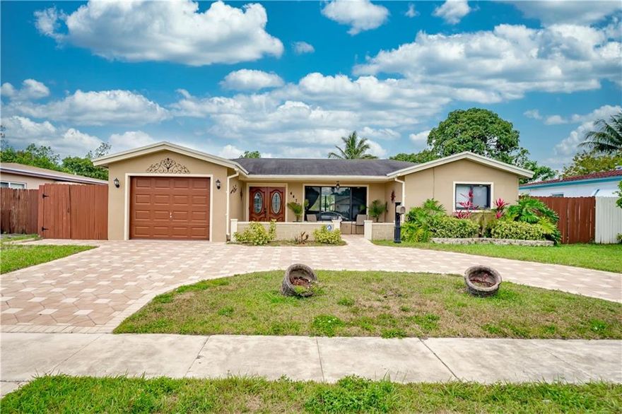 Beautifully fully remodeled single-story home with 3 bedrooms plus den and 2 full bathrooms. One car garage attached, stunning inground saltwater pool with direct view to the canal. The kitchen overlooks the pool.  Central water filtration system.  Tile flooring throughout.  Modern bathrooms. Great landscaping and much more! The roof has over 10 years of life remaining, new AC, and a newer water heater.  Impact windows throughout. Large covered patio and a relaxing front porch. Excellent location in a quiet street and neighborhood. No homeowners association and/or restrictions to do short-term rentals or Airbnb.  Unique opportunity.  Within 20 minutes, the Hard Rock Hotel/Casino and the DRV PNK Stadium.  Close to Fort Lauderdale airport and Lauderdale by the Sea.