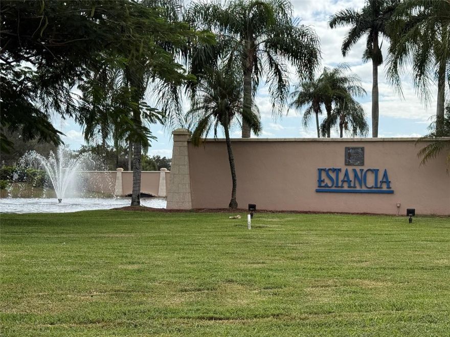 NEW ROOF COMING SOON!  Welcome to this beautiful 5-bed, 2.5-bath pool home in Estancia.  Enter through double doors into light-filled spaces with high ceiling, formal dining, living, and family rooms—perfect for entertaining or relaxing. The updated kitchen features stone countertops and modern appliances. Upstairs showcases wood-laminate flooring in all bedrooms; the primary suite offers dual vanities, soaking tub, & separate shower. Step outside to your private saltwater pool & spa, surrounded by a fenced yard & tropical landscaping. Other features include accordion shutters, tankless H2O heater, AC (2020), & plantation shutters. Estancia offers 24-hr guard-gated security, clubhouse, pool, fitness center, & playground—close to A-rated schools, shopping, dining, parks & highways.