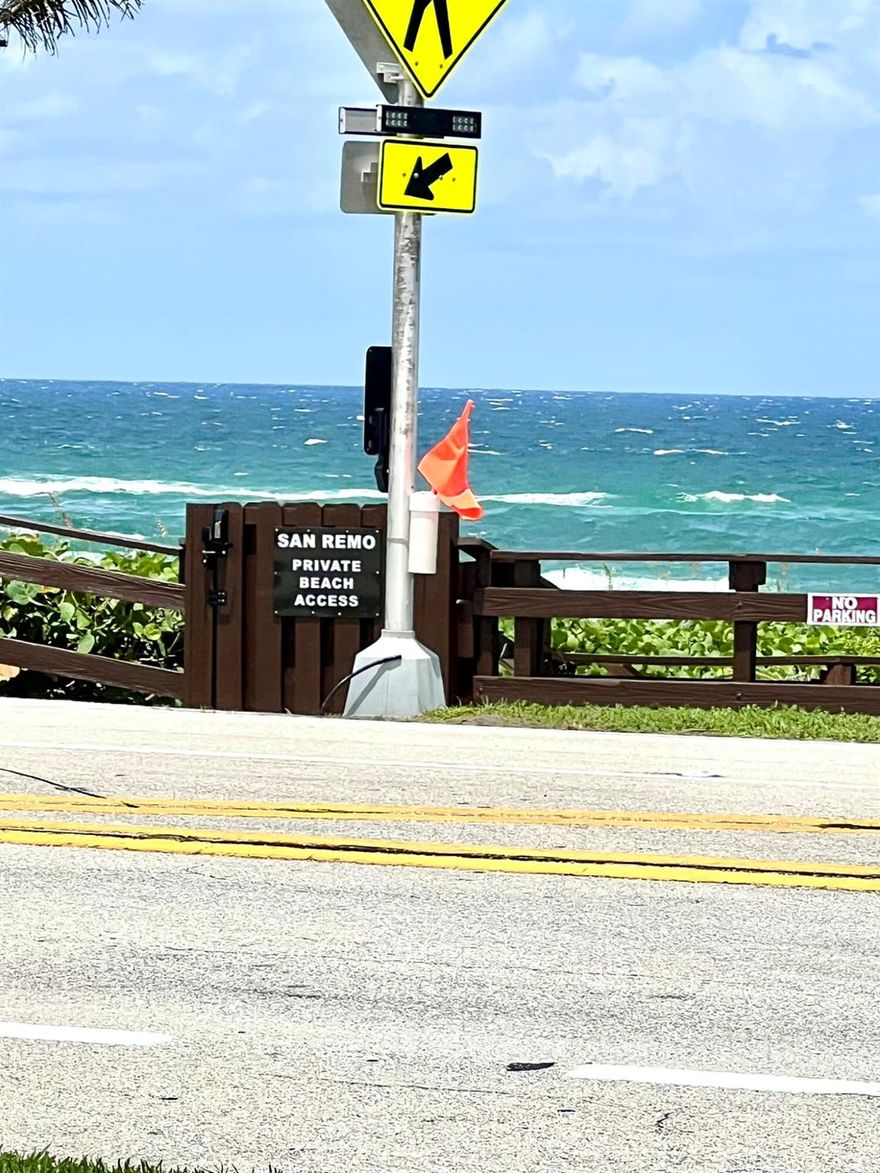 Welcome Home to this beautiful Ocean View 2 bedroom 2 bath condo.  San Remo is set between the intracoastal and the ocean.Updated Kitchen w/ eat in area, laundry closet and stainless steel appliances.Updated bathrooms both have walk in shower stalls with glass enclosures (no tubs)Open floor plan with generous dining area opens to living room and sliders to your ocean view screened in balcony. Private Beach across the street.  Clubhouse amenities, gym , pool, heated spa and more. Also available for seasonal $6900 4 mo min. All funds paid in Full.Call for an appointment today!24 hour notice but will try to accommodate sooner, if possible.  Thank you for viewing!