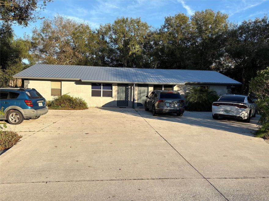 Investment Opportunity featuring a duplex with two spacious 2-bed,1-bath units. This property is turn-key with no repairs needed. Both units offer a desirable floor plan and have a strong rental history, currently earning $1,550 per month, with significant upside potential. Brand new metal roof and decking, new HVAC systems and hot water heaters, vaulted ceilings for a nice open feel. Back porches—one screened for added comfort, Fenced backyards offering privacy, Utility shed on one side for extra storage, Large concrete parking area to accommodate tenants. This property stands out for its low operating costs, immediate cash flow, and proven rental history. With the area’s strong demand and limited rental availability, there's ample room to increase rents and maximize your return.