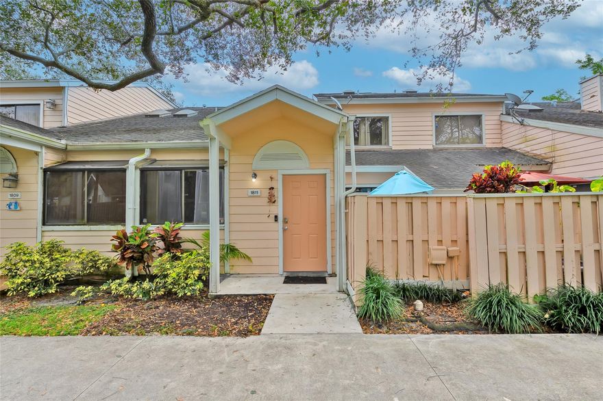 A NEW ROOF AND PLUMBING WILL BE INSTALLED BEFORE CLOSING. This is an excellent opportunity to own a two-story fee, simple townhouse with three bedrooms and two bathrooms. This unit comes with vaulted ceilings and skylights that provide natural sunlight. It also features an ample, fully fenced, open patio with storage. The townhouse has one bedroom and one bathroom on the first floor. Parking space for the unit is located at the back of the building.  Additionally, it has low HOA fees, no rental restrictions, and a tankless water heater. The community amenities include three swimming pools, tennis courts,  an alarm for smoke and fire, and landscaping/lawn maintenance. The community is centrally located near highways, parks, shopping, and schools.