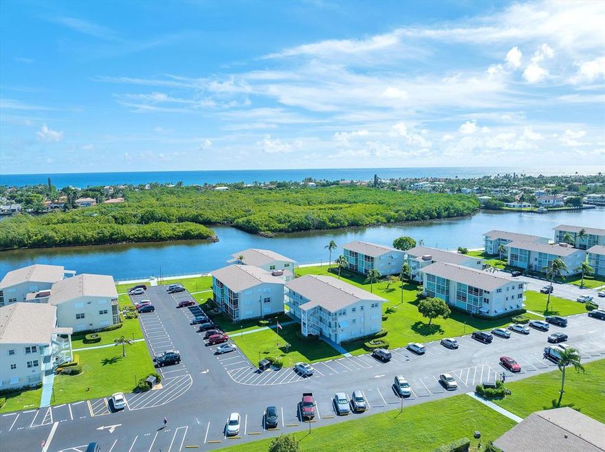 Ready to make your move to South Florida? Boynton Beach is the place to be! Check out this 1 bedroom 1.5 bathroom, ground floor condo in this 55+ Intracoastal community! Walk in closet, tile throughout. Open kitchen and livingroom/dining area. Enjoy coffee or happy hour on your patio and watch the boats go by! Beautiful waterfront views in east Boynton Beach! This community is nestled in between Woolbright and Boynton Beach Blvd on the east side of US1! Picnic pavilion, putting green, bocce ball and more! Close to the beaches, restaurants and shopping.