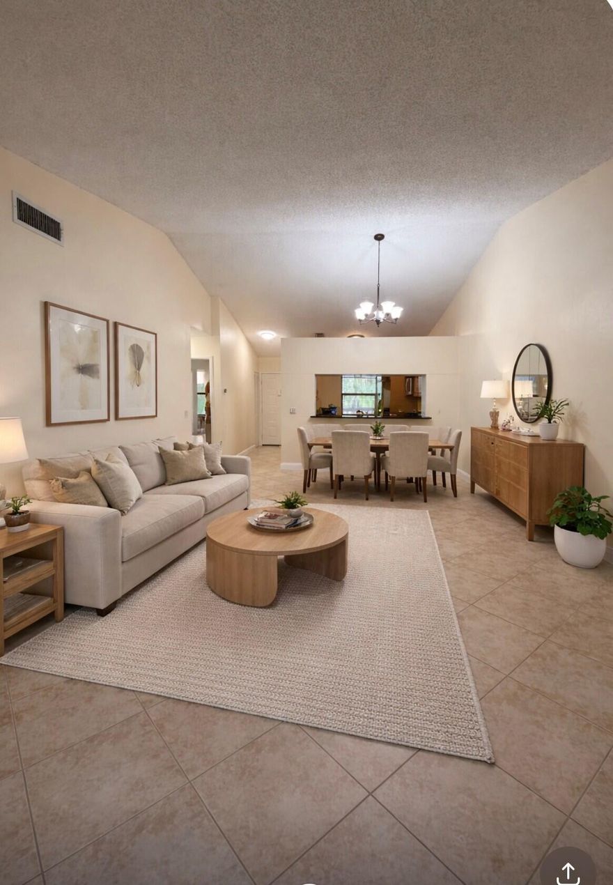 Beautiful all-ages condo in a prime central Boca Raton location, just 5 miles from the beach. This stunning second-floor unit offers 2 bedrooms and 2 bathrooms with a desirable split-bedroom floor plan and vaulted ceilings that create a bright, open feel. The updated kitchen features granite countertops, stainless steel appliances, and modern finishes, while tile flooring runs throughout the home for easy maintenance.The spacious primary bedroom includes a walk-in closet with custom built-ins, and the guest bedroom also offers built-in closet organization. Ideally located near Town Center Mall, top restaurants, parks, and houses of worship. Enjoy community amenities including a pool & a convenient car wash area. The low monthly association fee covers cable, water, internet & roof repairs