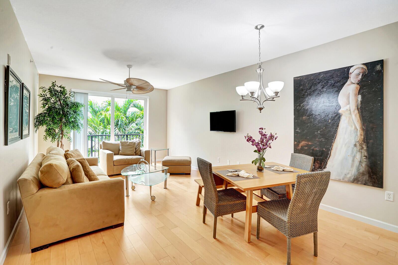 1BR/1BA beautifully furnished condo in Delray's perfectly located Astor building, in the heart of downtown, just north of Atlantic Avenue. Freshly painted unit features granite/stainless kitchen, in-unit washer/dryer, brand new air conditioning, no carpeting(bedroom carpeting has been replaced with laminate!) and view of the lush, green courtyard with fountain. Resort-like rooftop pool and grilling area, gated garage with assigned parking, and walking distance to restaurants, shopping and the beach, make this a must see! Call for your showing today!