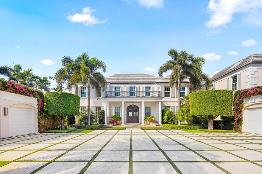 Welcome to 631 Island Drive, an immaculate direct intracoastal Georgian-style residence on coveted Everglades Island in Palm Beach. The home boasts 6 bedrooms, 6 full bathrooms, and 3 half bathrooms. Experience exceptional sunsets with panoramic west-facing views greeting you from every inch of the expansive Primary suite and downstairs living spaces. With 130 ft of direct water frontage, a private dock ready to accommodate your vessel, and a brand new roof, this fully gated estate features bespoke outdoor spaces for entertaining, dining, and relaxing, as well as a separate staff bedroom downstairs.