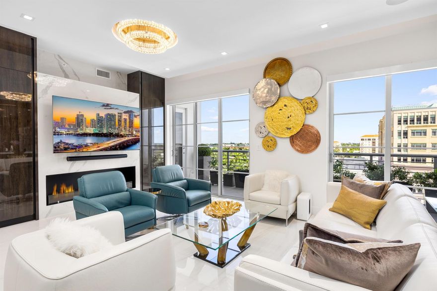 Welcome to the epitome of opulent living in the heart of vibrant downtown Boca Raton. This exquisite residence, completed in the summer of 2020, is a testament to the art of urban elegance. As you enter the residence, a sense of space and grandeur envelops you. With three spacious bedrooms and three meticulously designed bathrooms, this residence offers a sanctuary of comfort and privacy. The open-concept great room embodies an exquisite blend of sophistication and functionality, graced by generously sized porcelain tile flooring that seamlessly complements the lofty 10-foot ceilings. Custom-designed built-in wall units and a curated curio cabinet, coupled with the subtle elegance of Lutron mood lighting and distinct area-defining drop ceilings, unite modern design principles